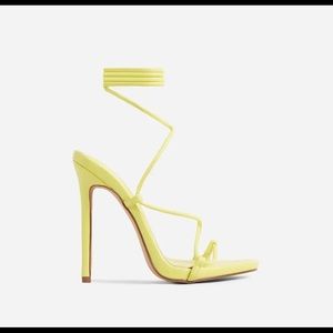 NWT, EGO Heels, Yellow faux leather, Size 10. No box.